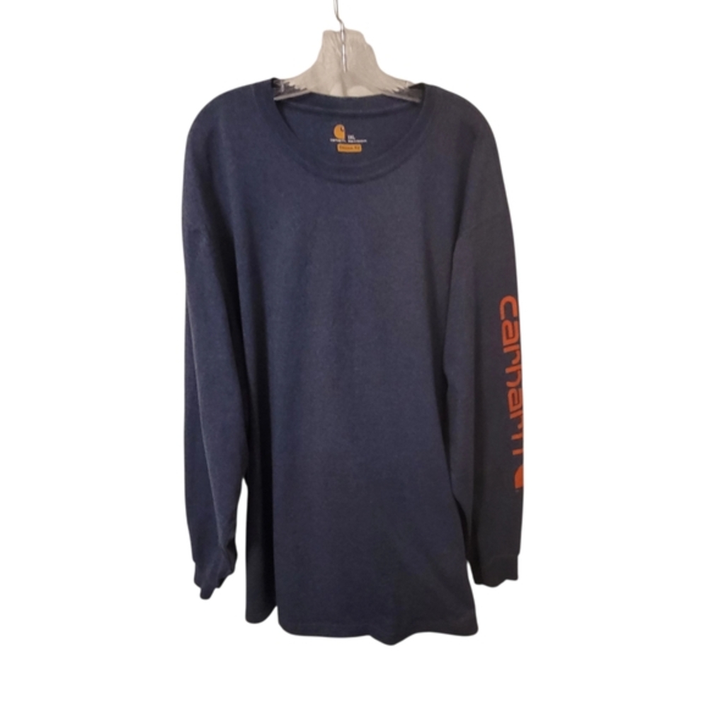 Carhartt Navy Long Sleeve with‎ Vibrant Orange Logo